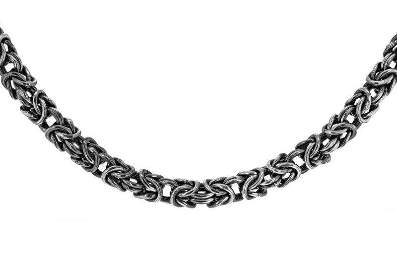 Sterling Silver Oxidized Byzantine Chain Necklace