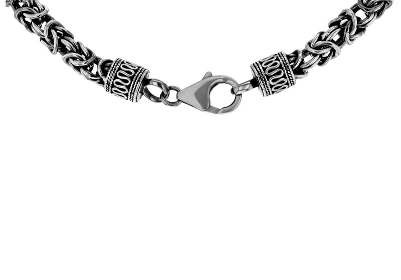 Sterling Silver Oxidized Byzantine Chain Necklace