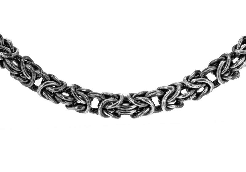 Sterling Silver Oxidized Byzantine Chain Necklace