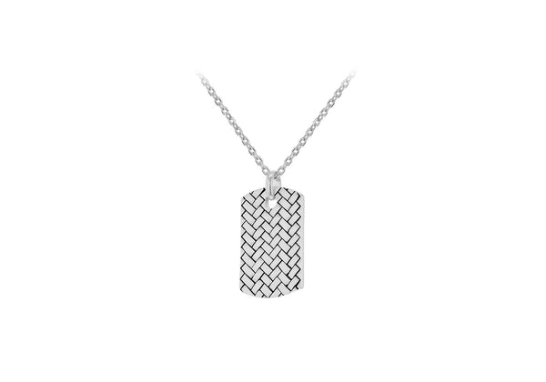 Sterling Silver Braided Dog Tag Necklace