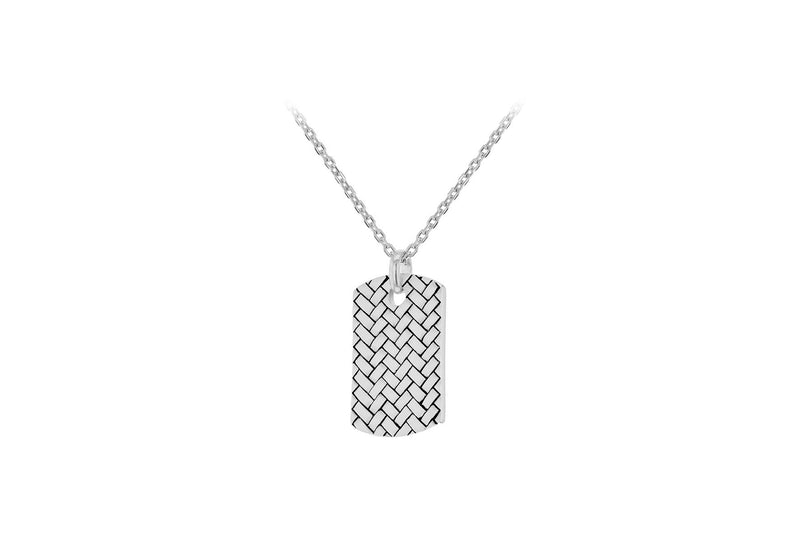 Sterling Silver Braided Dog Tag Necklace