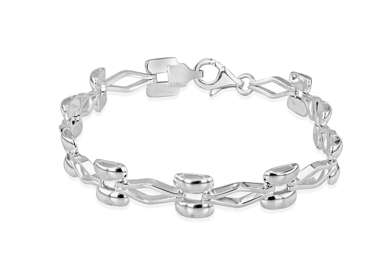 Sterling Silver Elliptic Links Station Bracelet