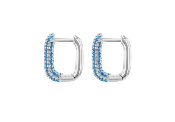 Sterling Silver Sky Blue Zirconia Box Earrings