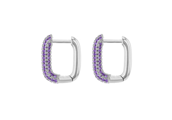 Sterling Silver Violet Zirconia Box Earrings