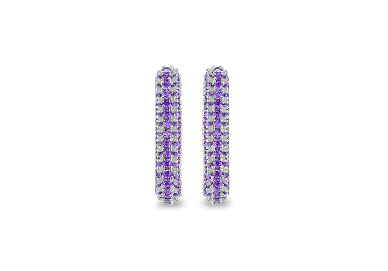 Sterling Silver Violet Zirconia Box Earrings