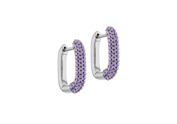 Sterling Silver Violet Zirconia Box Earrings