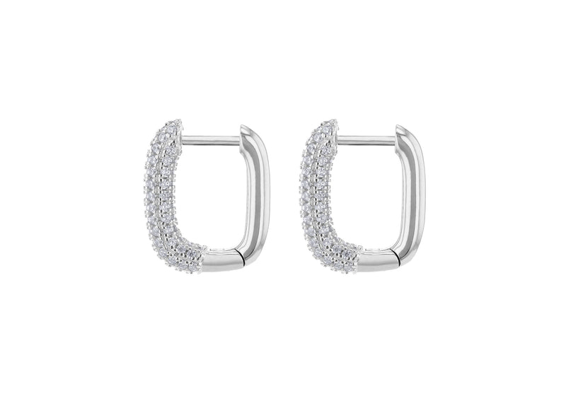 Sterling Silver White Zirconia Box Earrings