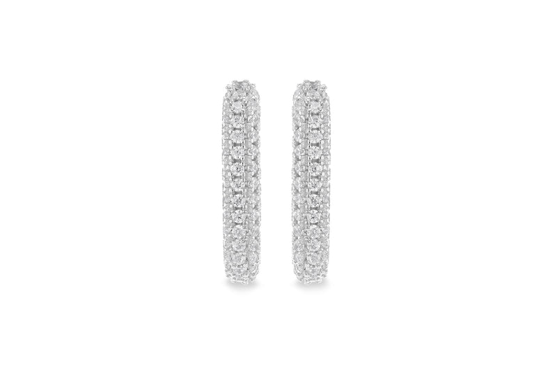 Sterling Silver White Zirconia Box Earrings