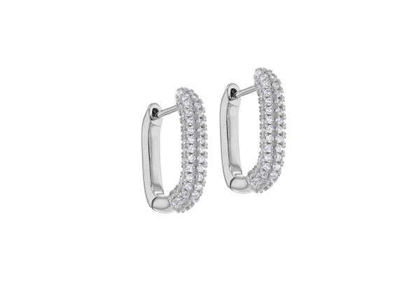 Sterling Silver White Zirconia Box Earrings