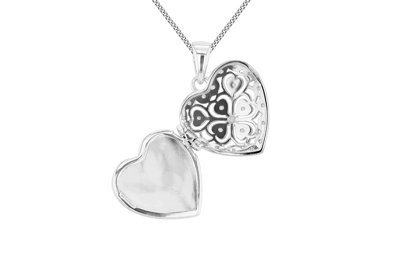 Sterling Silver Filigree Heart Locket Pendant