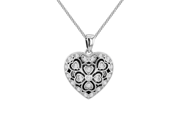 Sterling Silver Filigree Heart Locket Pendant