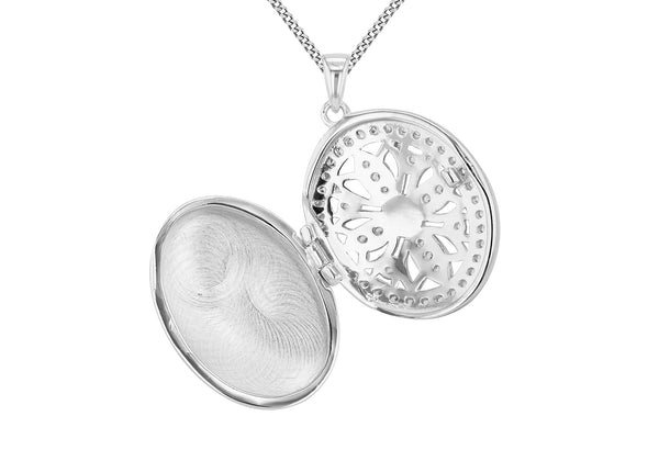 Sterling Silver Filigree Oval Locket Pendant