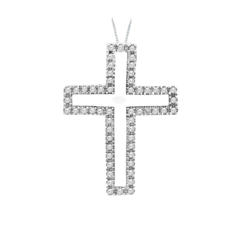 9ct White Gold 0.50ct Two-Piece Interlocked Diamond Cross Slider Pendant