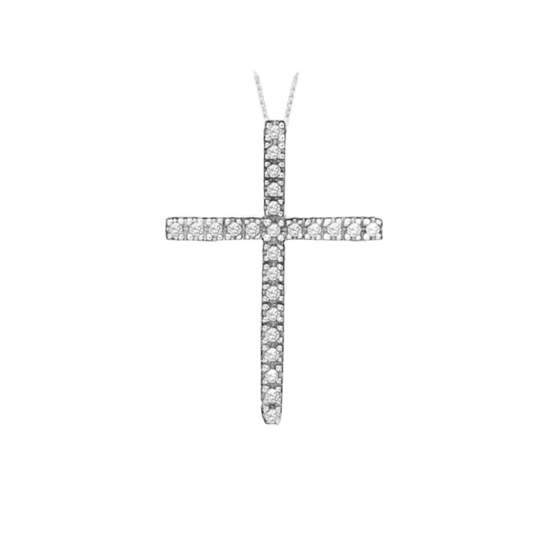 9ct White Gold 0.50ct Two-Piece Interlocked Diamond Cross Slider Pendant