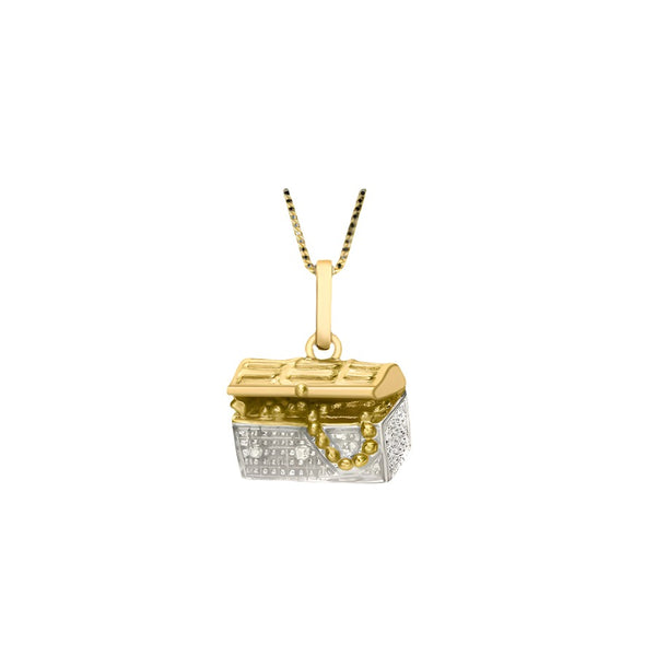 9ct Yellow Gold 0.01ct Diamond Treasure Chest Pendant