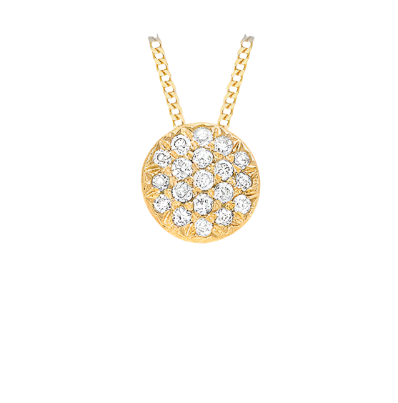 9ct Yellow Gold 0.05ct Pave Set Diamond Round Slider Pendant