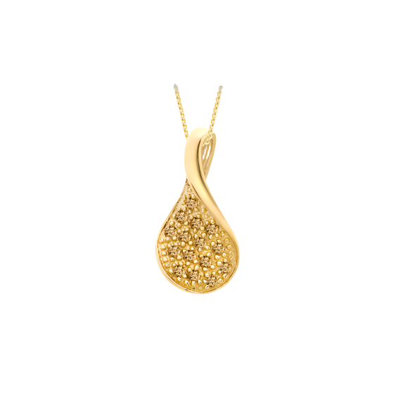 9ct Yellow Gold 0.25ct Brown Diamond Teardrop Pendant