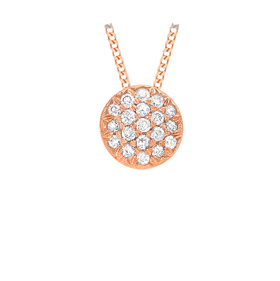 9ct Rose Gold 0.05ct Pave Set Diamond Round Pendant