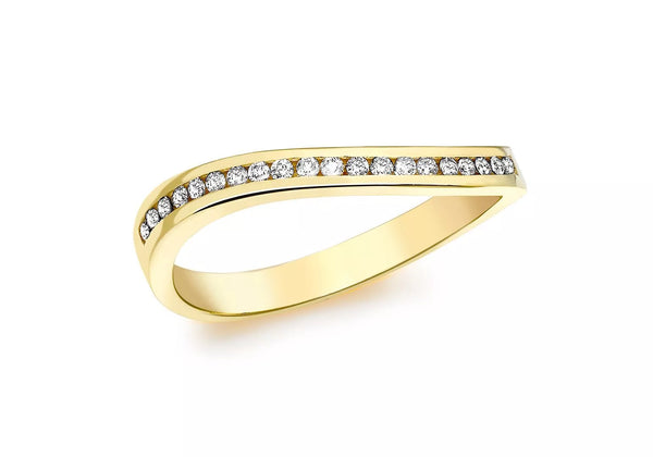 9ct Yellow Gold 0.15ct Diamond Channel Set Wave Ring