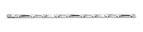 Hoxton London Men's Sterling Silver Black Sapphire Set Bar Bracelet