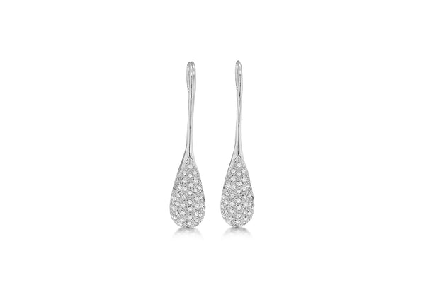 18ct White Gold 0.49ct Diamond 7mm x 34.5mm Snowdrop Drop Earrings