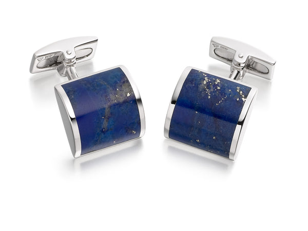 Hoxton London Men's Sterling Silver and Lapis Lazuli Square Cufflinks