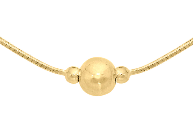 9ct Yellow Gold Ball Octagonal Snake Chain Necklace