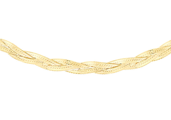 9ct Yellow Gold 3-Plait Herringbone Necklace  43m/17"9