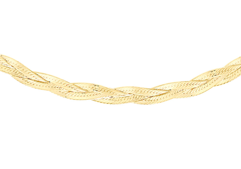 9ct Yellow Gold 3-Plait Herringbone Necklace  43m/17"9