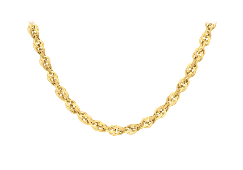 9ct Yellow Gold 100 Diamond Cut Prince of Wales Chain