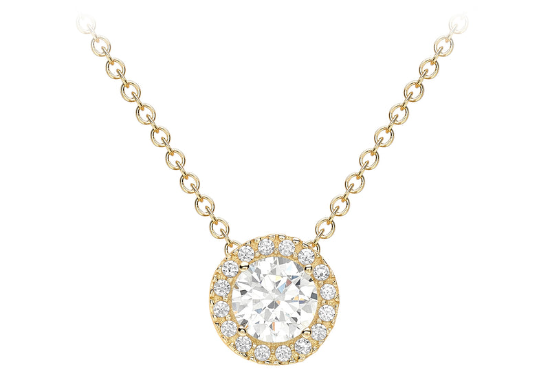 9ct Yellow Gold Zirconia Sliding Pendant Necklace