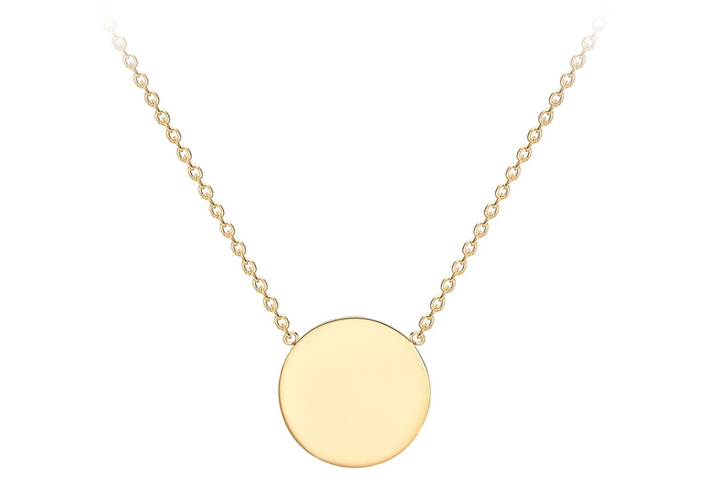 9ct Yellow Gold 10mm Disc Adjustable Necklace  41m/16"-43m/17"9