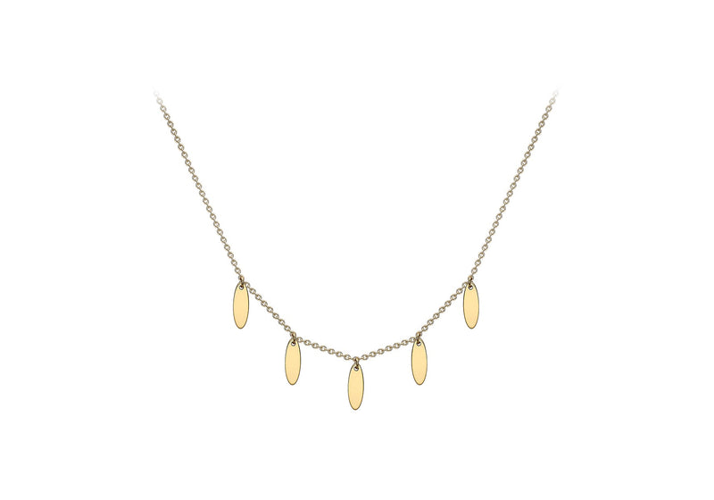 9ct Yellow Gold 5-Oval Drop Adjustable Necklace