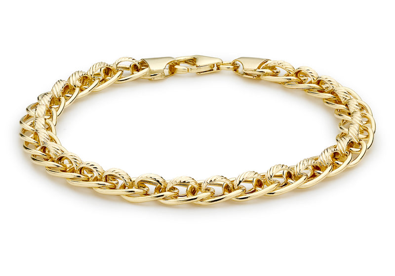 9ct Yellow Gold Textured Rollerball Bracelet 19m/7.5"9