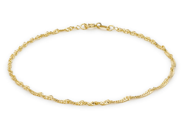 9ct Yellow Gold 30 Twist Curb Chain Bracelet 19m/7.5"9