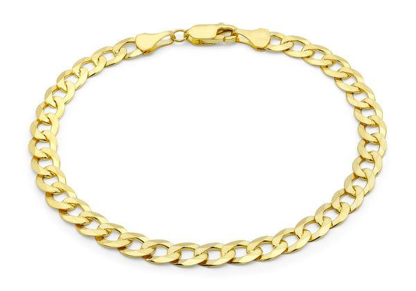 9ct Yellow Gold 150 Diamond Cut Flat Curb Chain Bracelet 18m/7"9