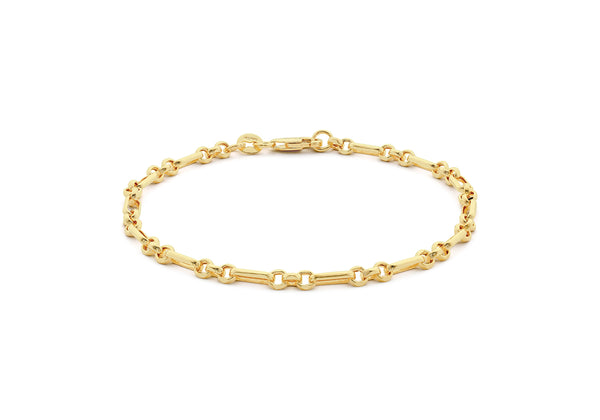 9ct Yellow Gold Diamond Cut Figaro Belcher Chain Bracelet