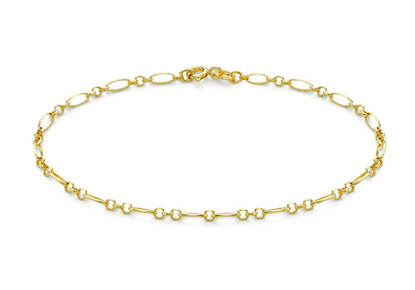 9ct Yellow Gold Diamond Cut Figaro Belcher Chain Bracelet