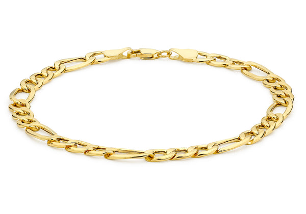 9ct Yellow Gold 6mm Hollow Diamond Cut Figaro Bracelet 19m/7.5"9