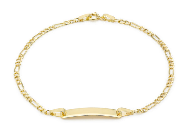 9ct Yellow Gold 19.5mm x 5mm Hollow Figaro ID Bracelet 18m/7"9