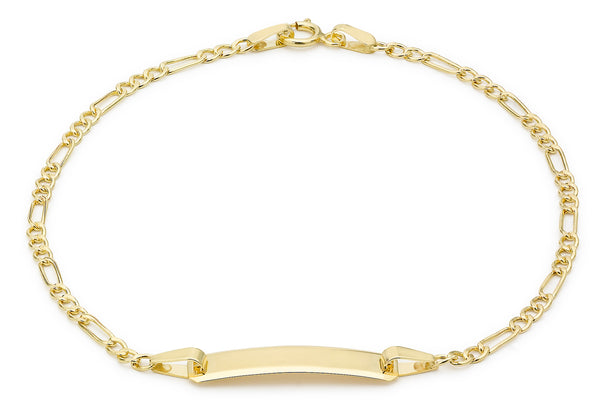 9ct Yellow Gold 17mm x 4.5mm Hollow Figaro ID Bracelet 18m/7"9