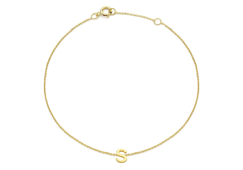 9ct Yellow Gold Initial Letter Bracelet