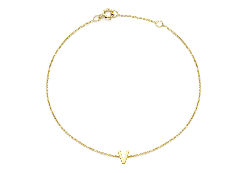 9ct Yellow Gold Initial Letter Bracelet