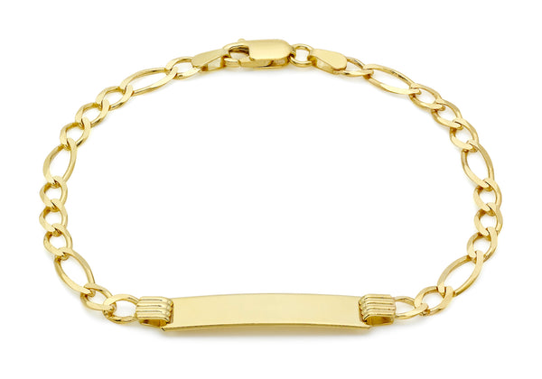 9ct Yellow Gold 25mm x 5.5mm Flat Figaro ID Bracelet 18m/7"9