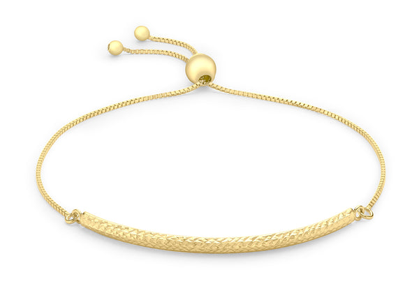 9ct Yellow Gold Box Chain and Diamond Cut Adjustable Bracelet