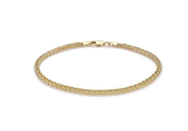 9ct Yellow Gold 3mm Spiga Chain Bracelet 19m/7.5"9