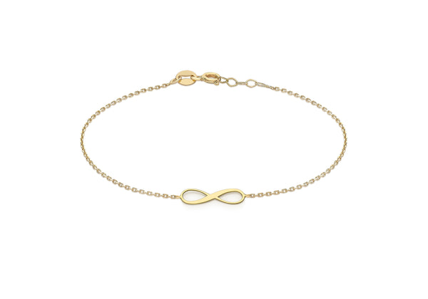 9ct Yellow Gold 15.5mm x 4.8mm Infinity Adjustable Bracelet 18m/7"-19m/7.5"9