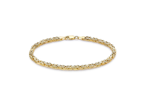 9ct Yellow Gold 3.3mm Square Byzantine Chain Bracelet 19m/7.5"9