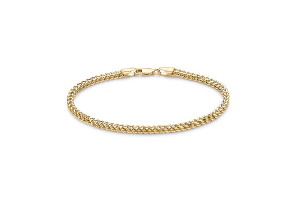 9ct Yellow Gold 2.8mm Square Spiga Chain Bracelet 19m/7.5"9