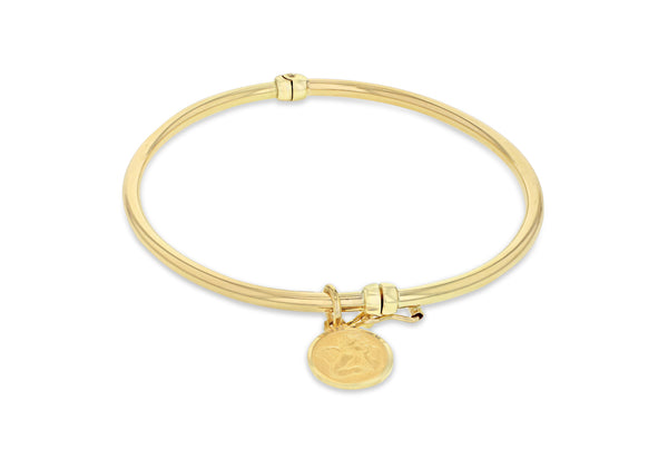 9ct Yellow Gold 10mm x 10mm Round Angel Charm Bangle